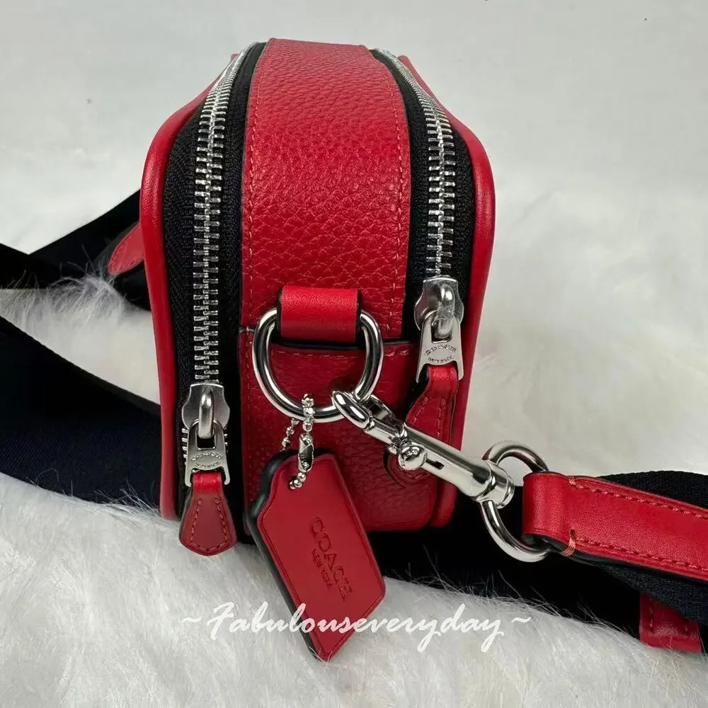 Coach Men Wyatt Crossbody Bag In Leather/Silver/True Red CM113 NWT